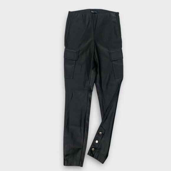 Zara Faux Leather Cargo Pants Sz M - Picture 3 of 10